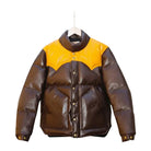 Men's Quilted 70s Style Dark Brown Puffer Jacket 