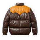 Men's Quilted 70s Style Dark Brown Puffer Jacket (Back)