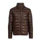 Men's Quilted Handmade Vintage Dark Brown Puffer Jacket