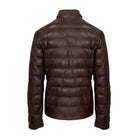 Men's Quilted Handmade Vintage Dark Brown Puffer Jacket (Back)