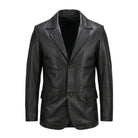 Men's Slim Fit Alyson Black Leather Blazer