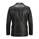 Men's Slim Fit Alyson Black Leather Blazer (Back)