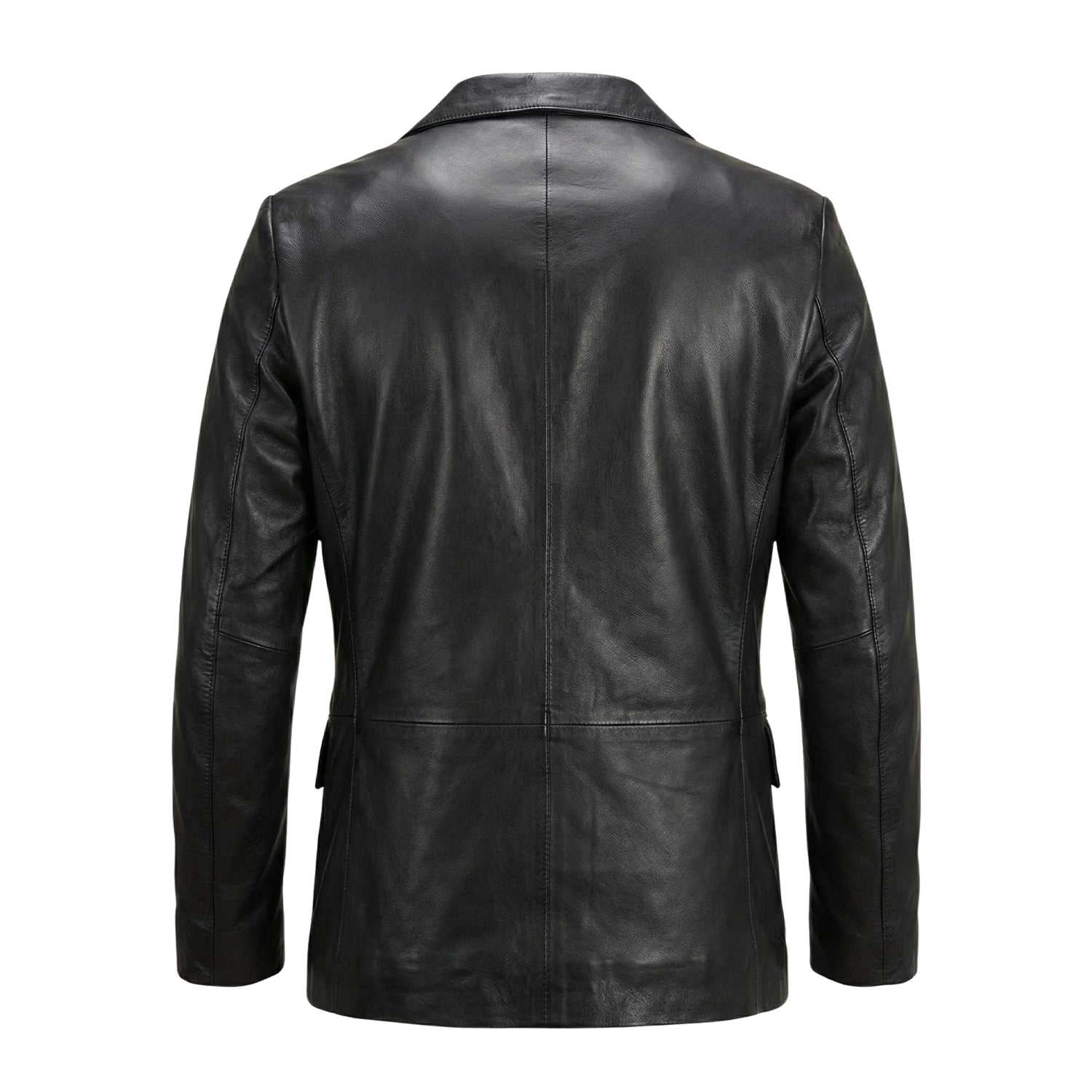 Men's Slim Fit Alyson Black Leather Blazer (Back)