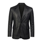 Men's Slim Fit Daron Black Leather Blazer