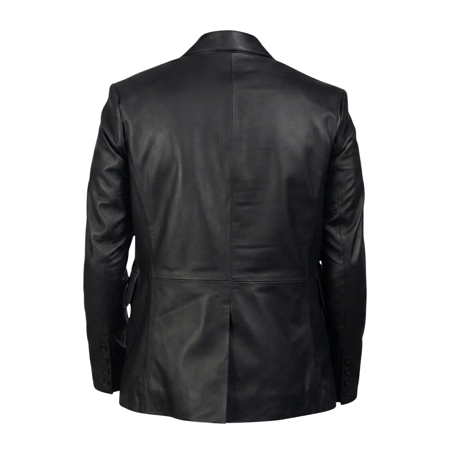 Men's Slim Fit Daron Black Leather Blazer (Back)