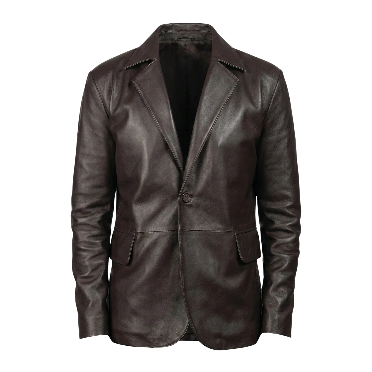 Men's Slim Fit Daron Brown Leather Blazer