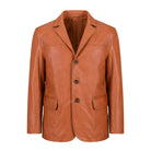 Men's Slim Fit James Tan Brown Leather Blazer