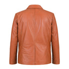 Men's Slim Fit James Tan Brown Leather Blazer (Back)