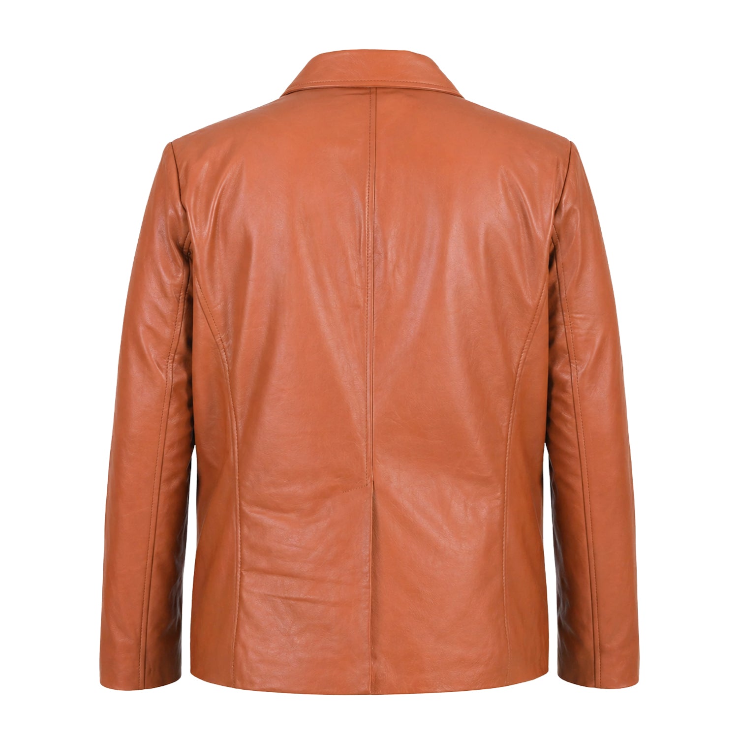Men's Slim Fit James Tan Brown Leather Blazer (Back)