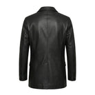 Men's Slim Fit Ray Cutler Black Leather Blazer (Back)