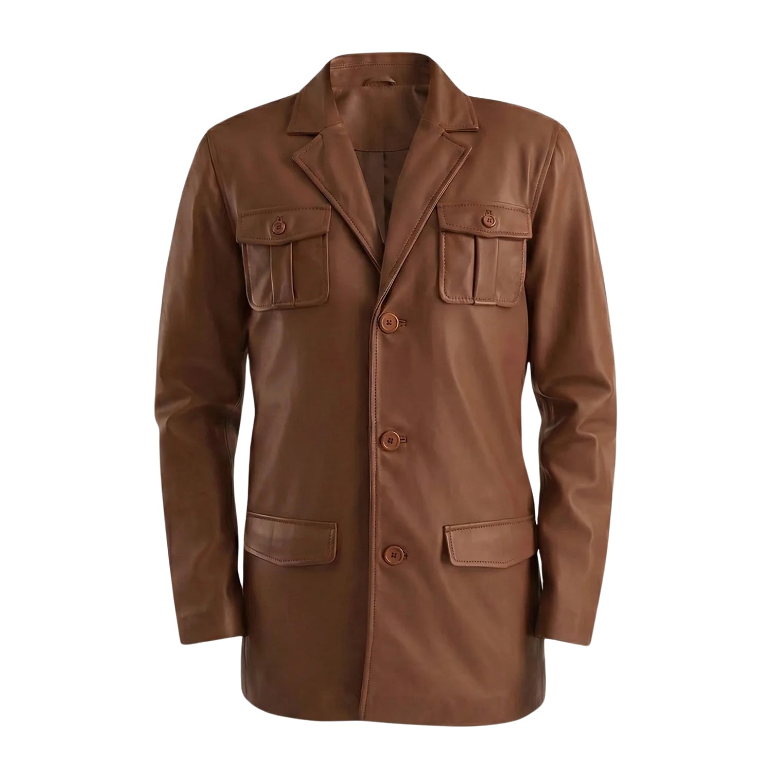 Men's Slim Fit Ray Cutler Brown Leather Blazer