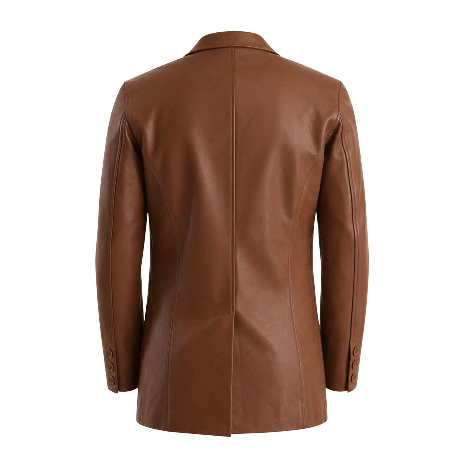 Men's Slim Fit Ray Cutler Brown Leather Blazer (Back)