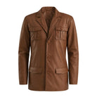 Men's Slim Fit Ray Cutler Tan Brown Leather Blazer
