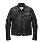 Men's Trucker Ribbed Cuffs Cowhide Leather Jacket