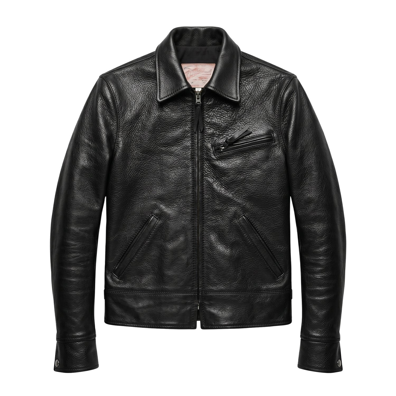 Men's Trucker Ribbed Cuffs Cowhide Leather Jacket