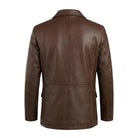 Men's Two Button Tailored Fit Brown Leather Blazer (Back)