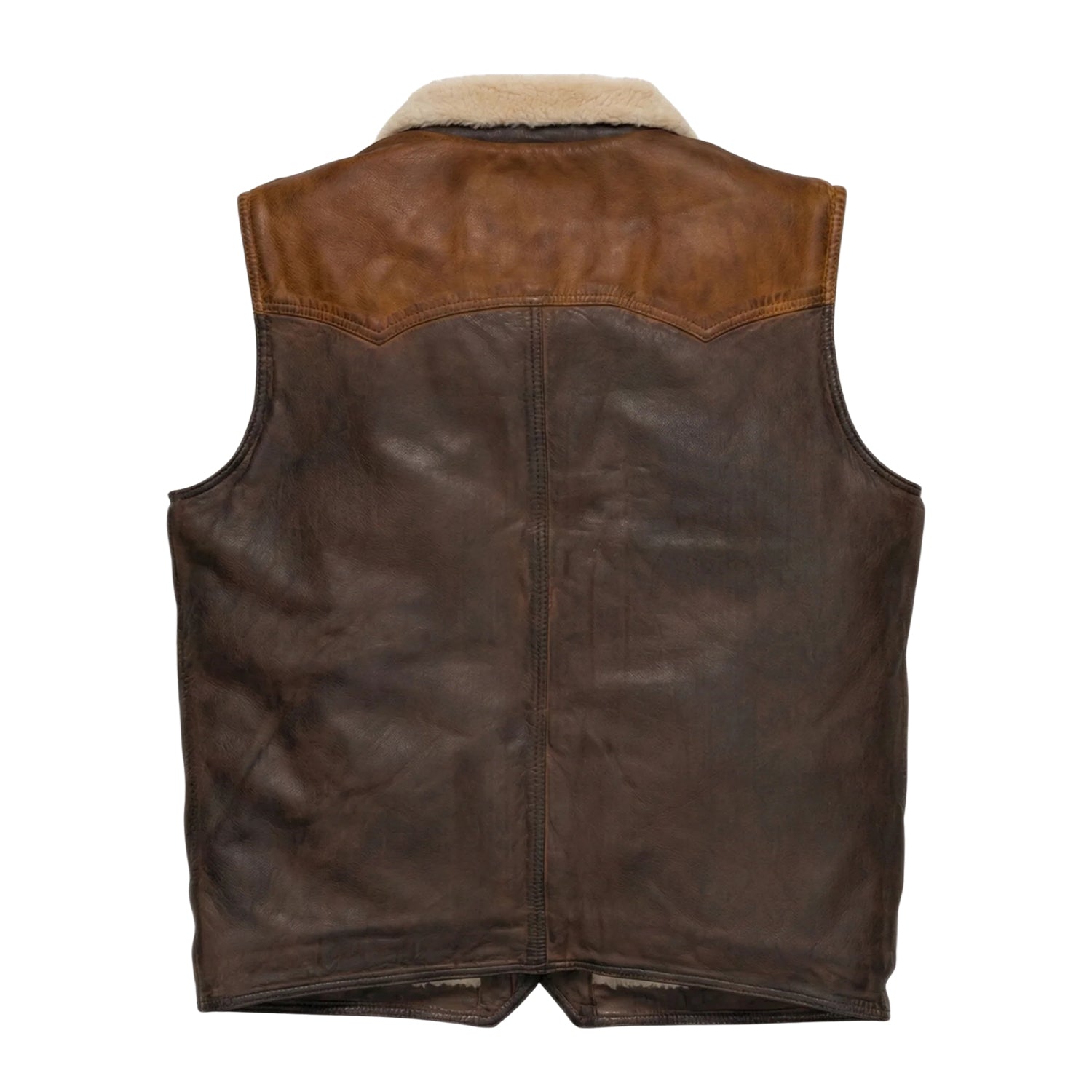 Men's Vest B3 Aviator Bomber Brown Shearling Jacket (Back)