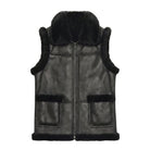 Men's Vest Real Fur Lining Black Shearling Jacket