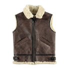 Men's Vest Sleeveless Style Brown Shearling Jacket