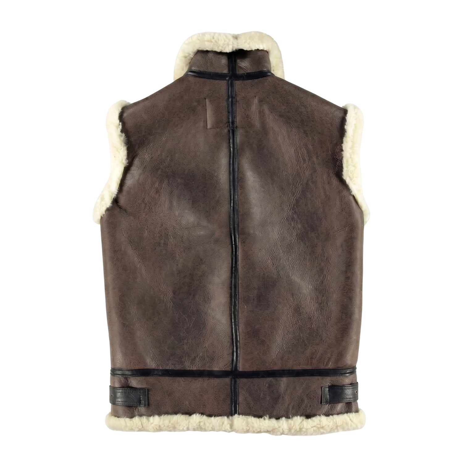 Men's Vest Sleeveless Style Brown Shearling Jacket (Back)