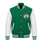 NBA Men's Boston Celtics Green and White Varsity Jacket