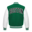NBA Men's Boston Celtics Green and White Varsity Jacket (Back)