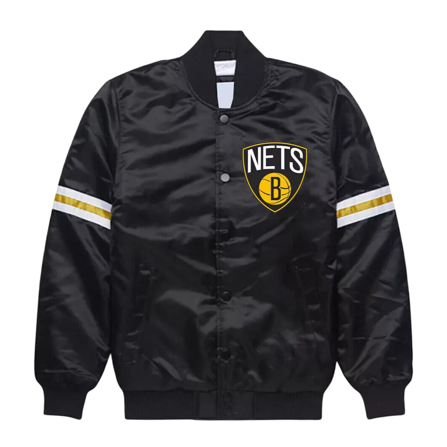 NBA Men's Brooklyn Nets Black Varsity Jacket