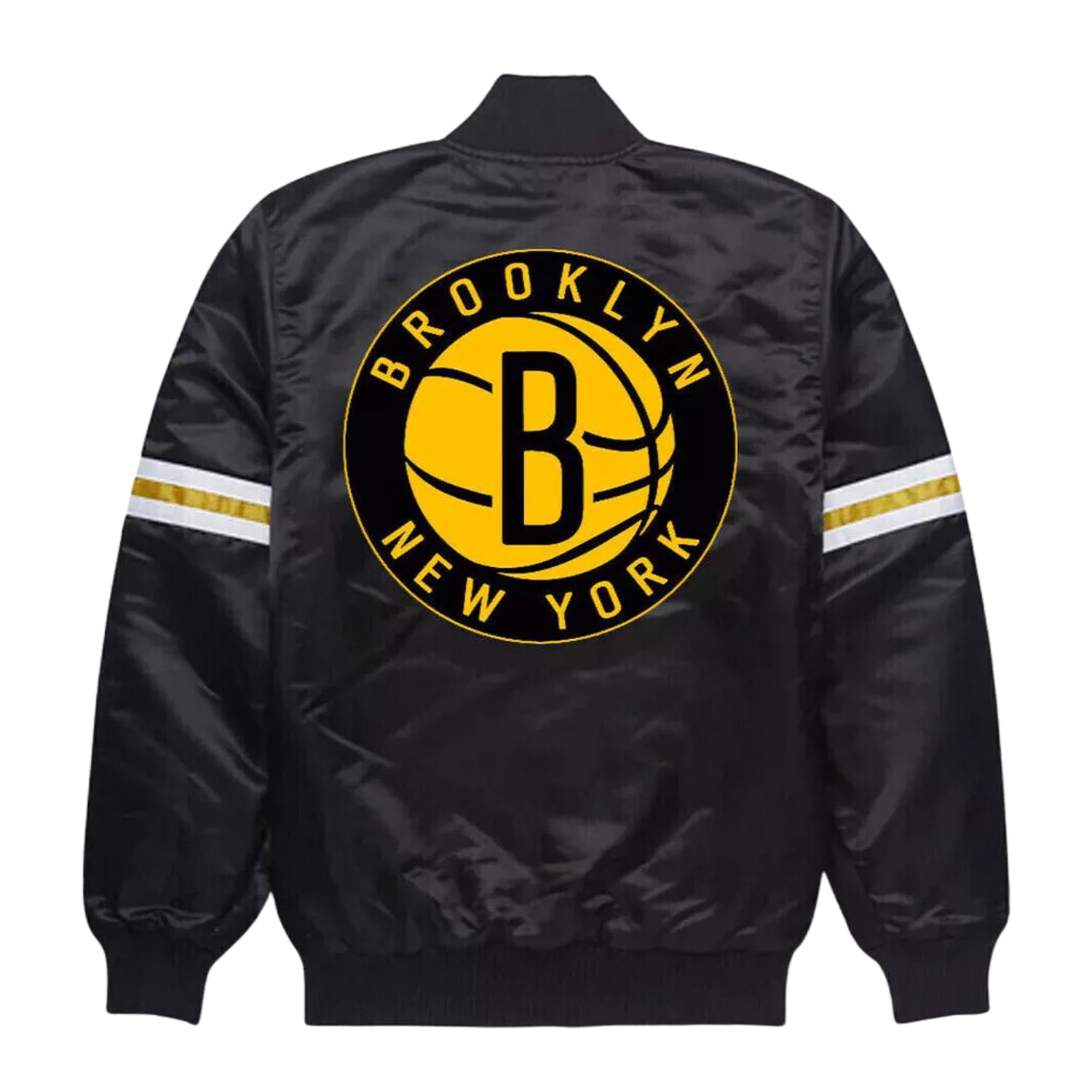 NBA Men's Brooklyn Nets Black Varsity Jacket (Back)