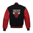 NBA Men's Chicago Bulls Red and Black Varsity Jacket (Back)