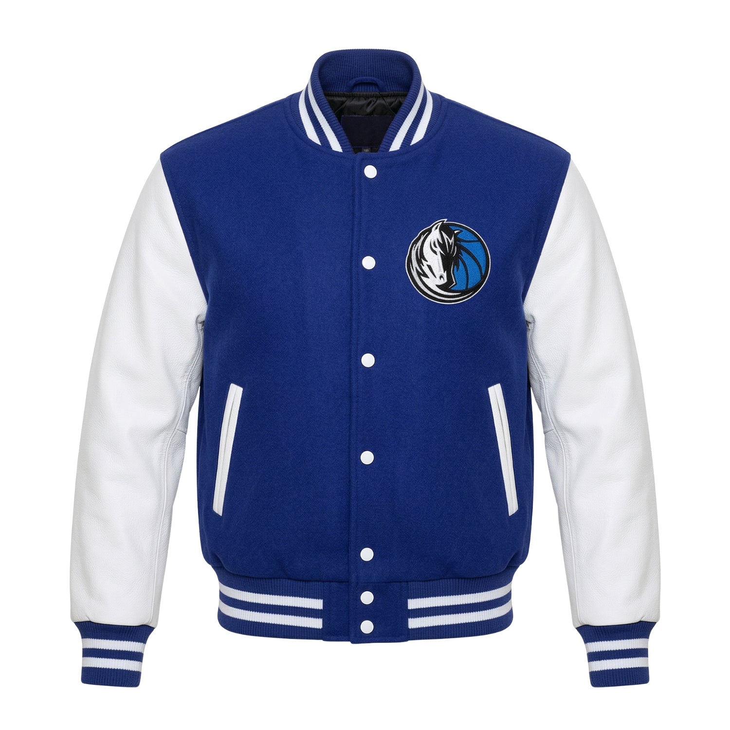 NBA Men's Dallas Mavericks Blue and White Varsity Jacket