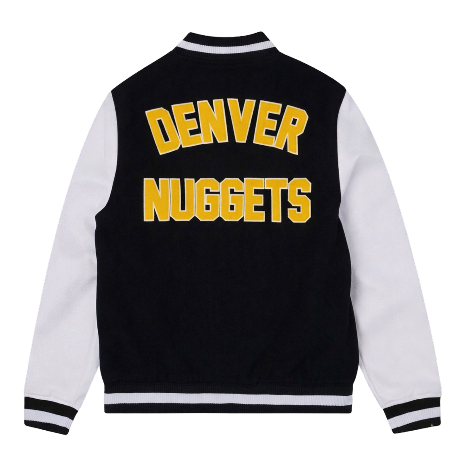 NBA Men's Denver Nuggets Black and White Varsity Jacket (Back)