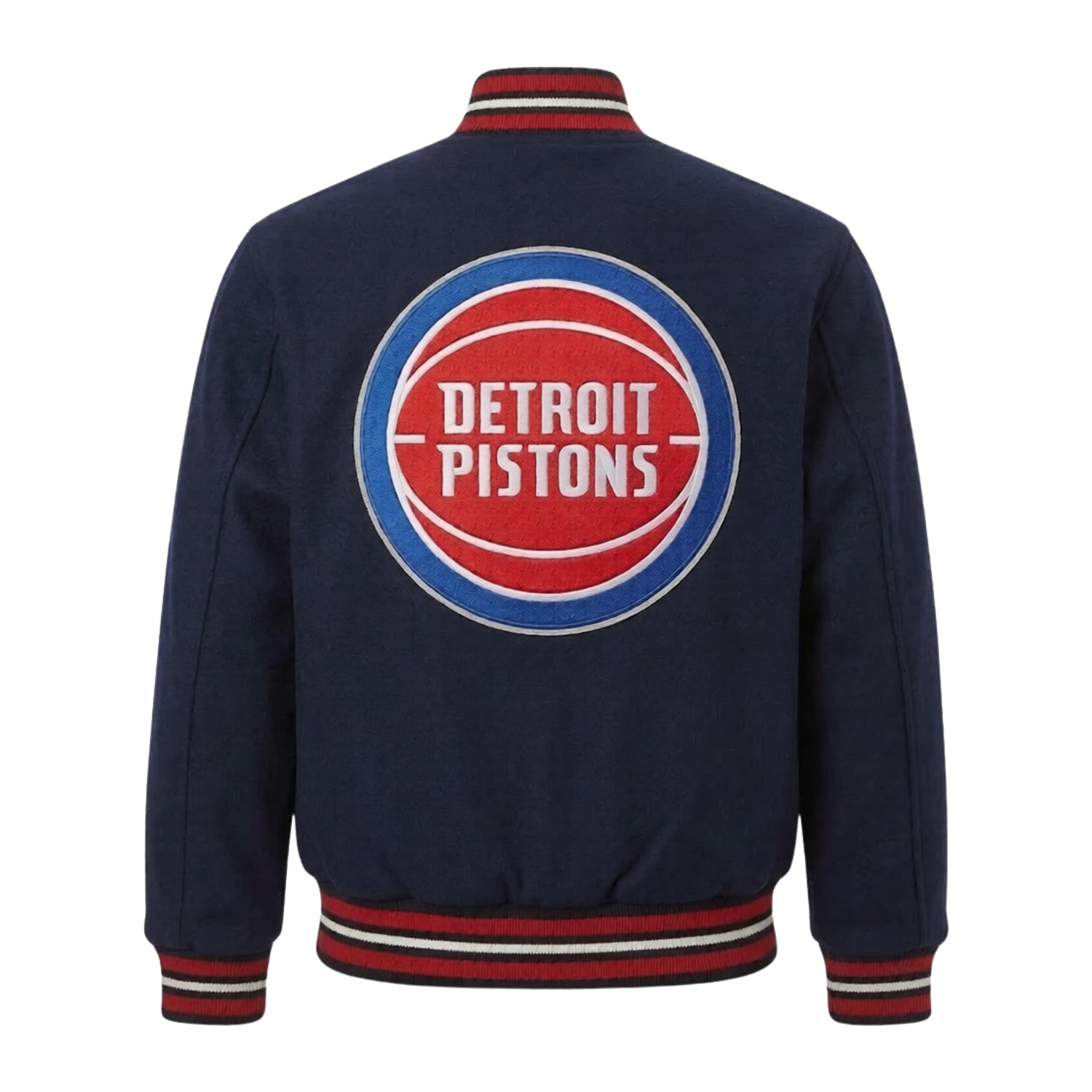 NBA Men's Detroit Pistons Navy Blue Varsity Jacket (Back)