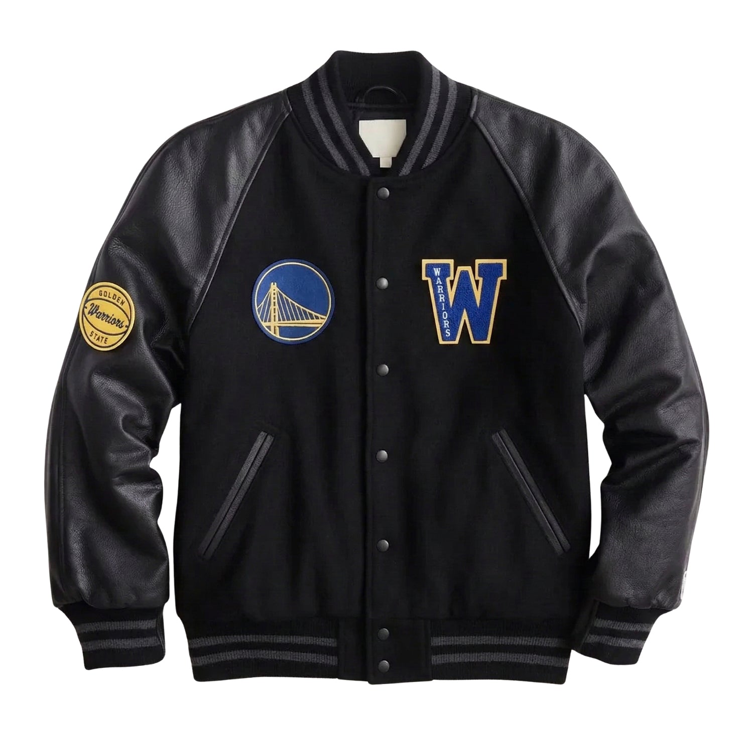 NBA Men's Golden State Warriors Black Varsity Jacket