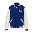 NBA Men's Golden State Warriors Royal Blue and White Varsity Jacket