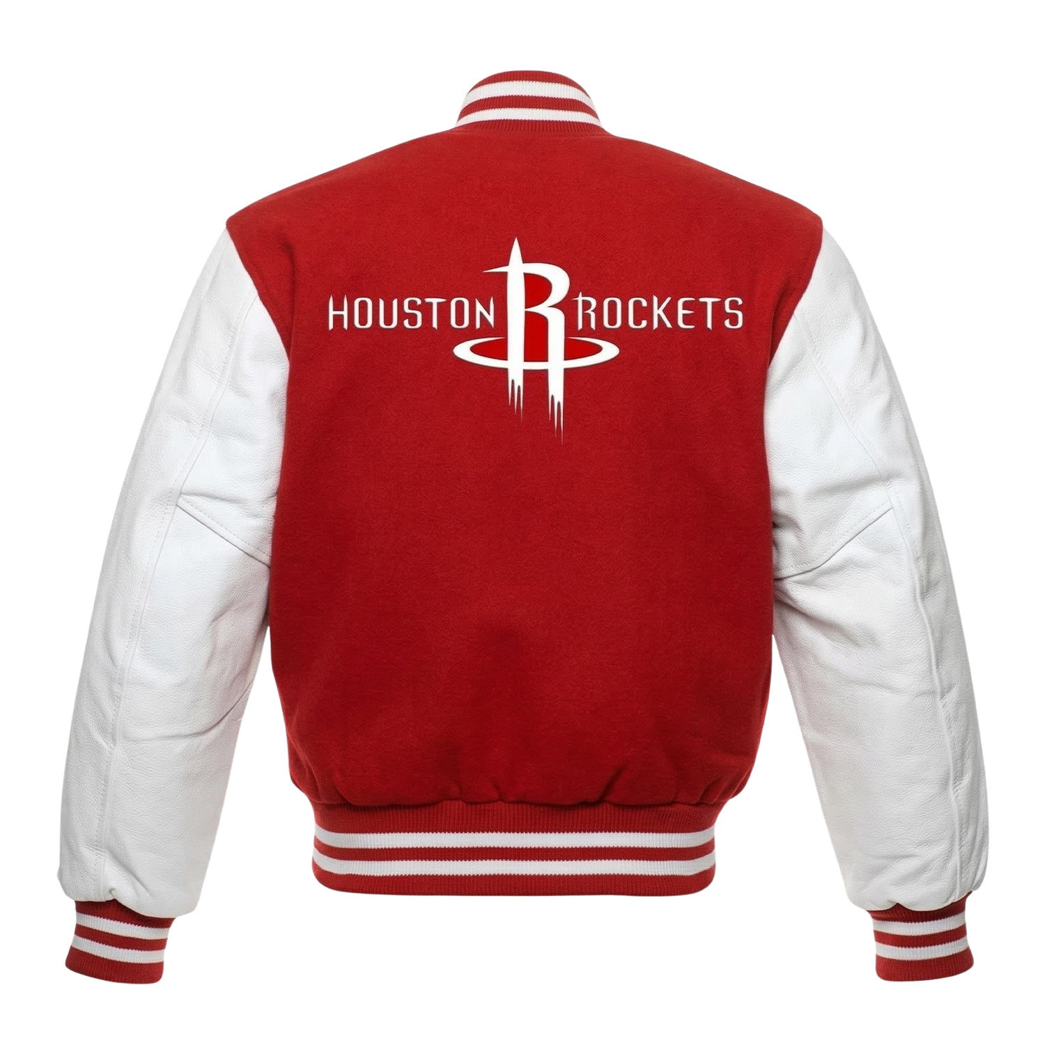 NBA Men's Houston Rockets Red & White Varsity Jacket (Back)