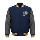 NBA Men's Indiana Pacers Navy and Grey Varsity Jacket