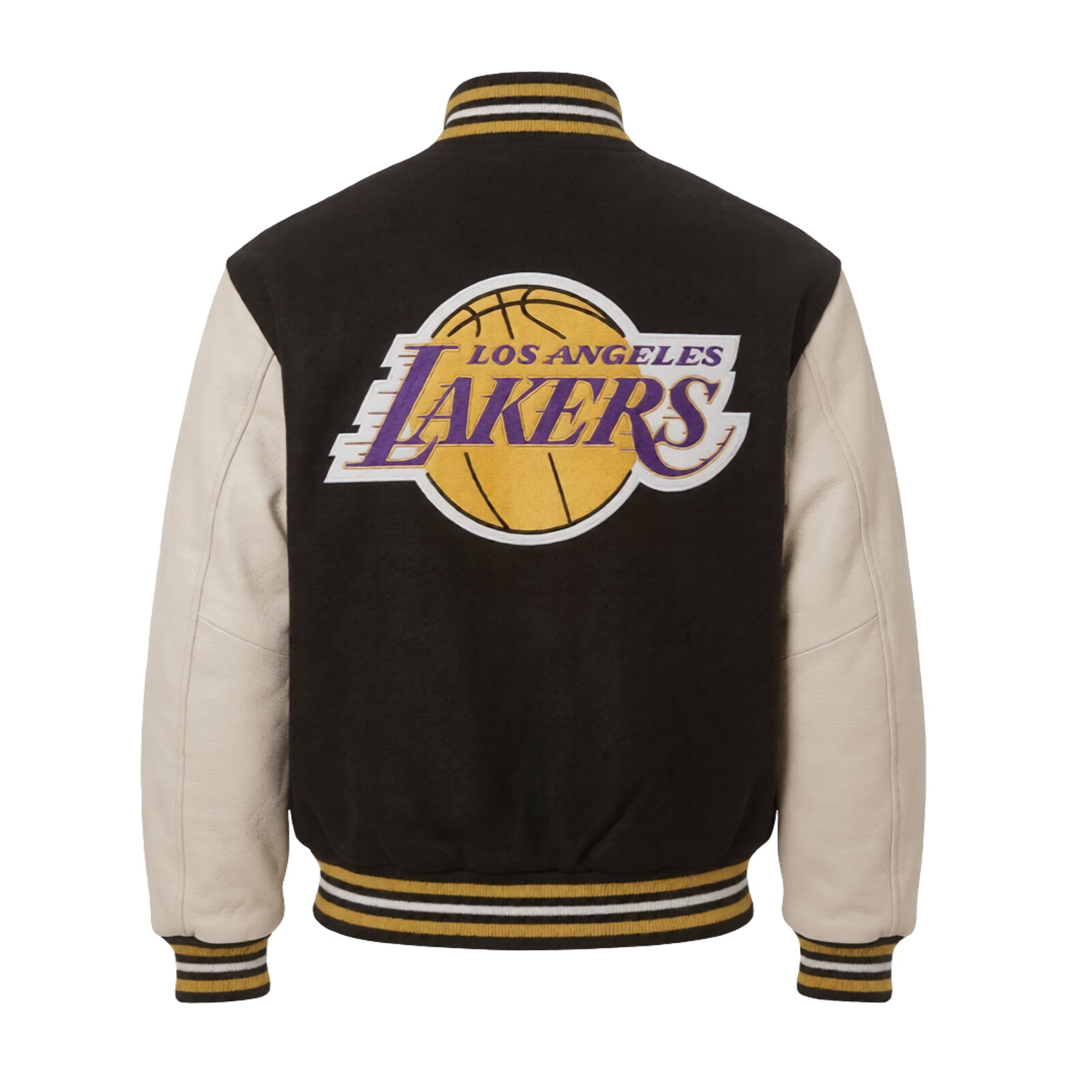 NBA Men's Los Angeles Lakers Black and White Varsity Jacket (Back)