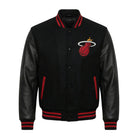 NBA Men's Miami Heat Black Leather Varsity Jacket