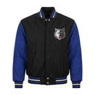 NBA Men's Minnesota Timberwolves Black and Royal Blue Varsity Jacket
