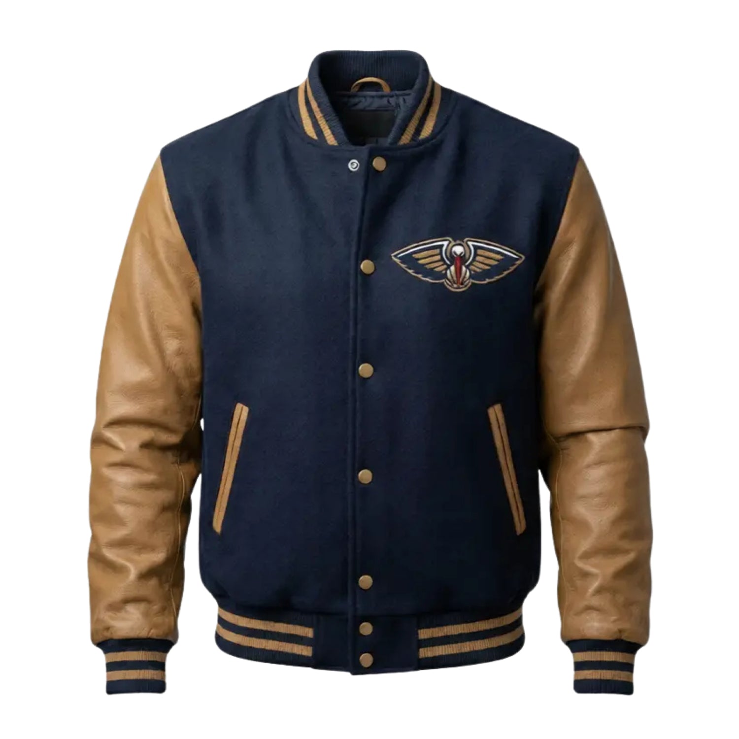 NBA Men's New Orleans Pelicans Blue & Brown Varsity Jacket 