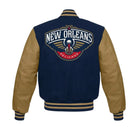 NBA Men's New Orleans Pelicans Blue & Brown Varsity Jacket (Back)