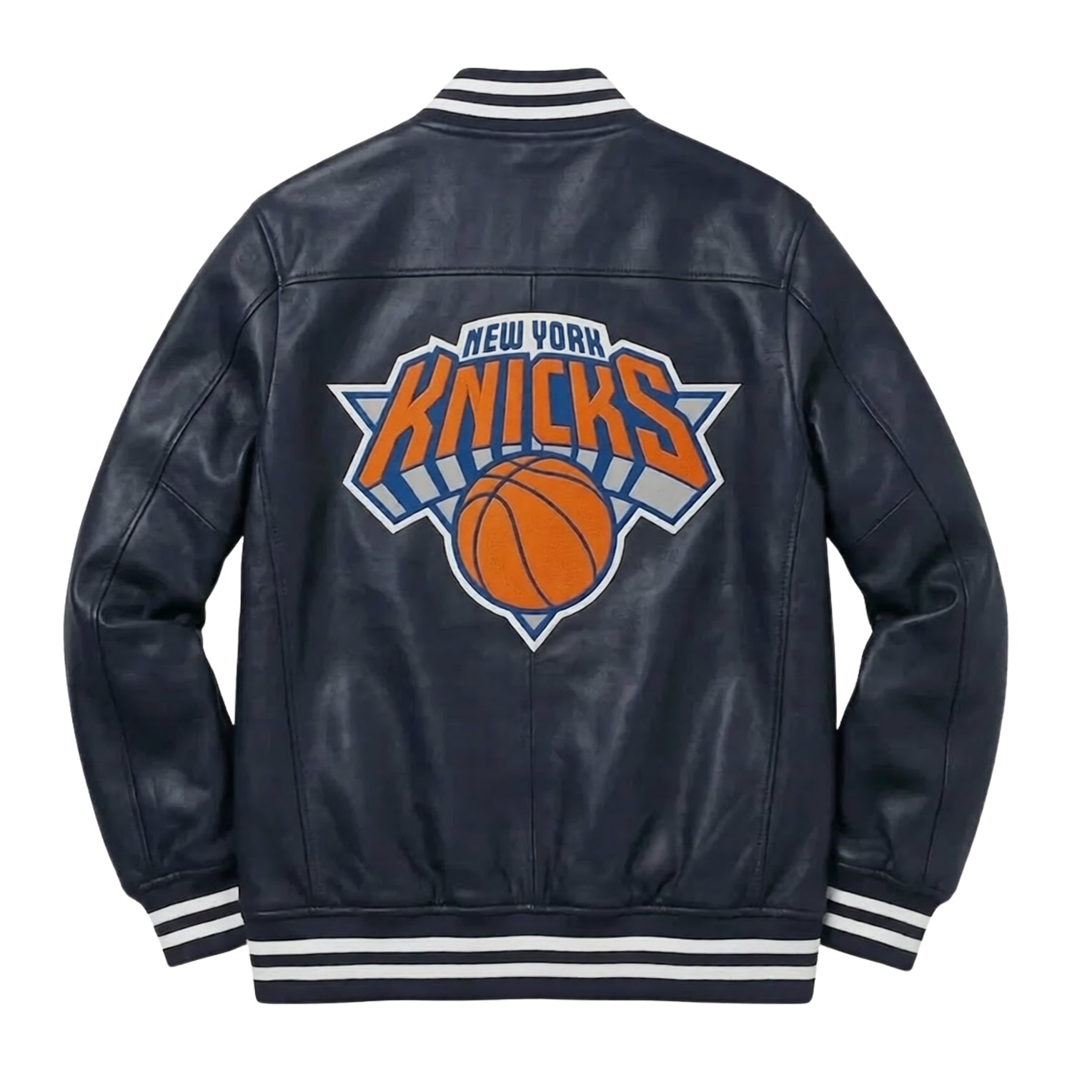 NBA Men's New York Knicks Black Varsity Jacket (Back)