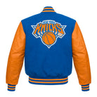 NBA Men's New York Knicks Blue & Orange  Varsity Jacket (Back)