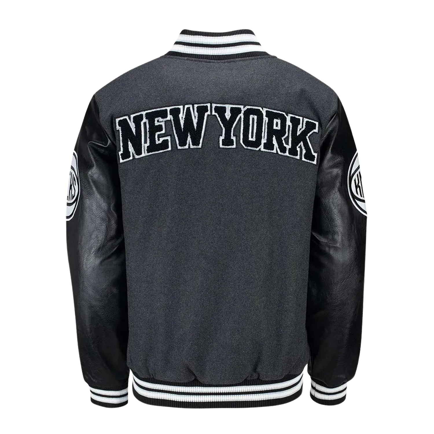 NBA Men's New York Knicks Bold team colors Varsity Jacket (Back)