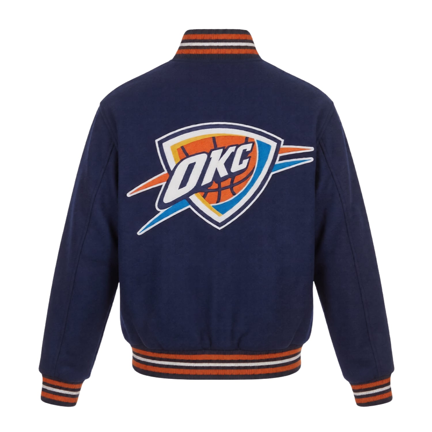 NBA Men's Oklahoma City Thunder Navy Varsity Jacket (Back)