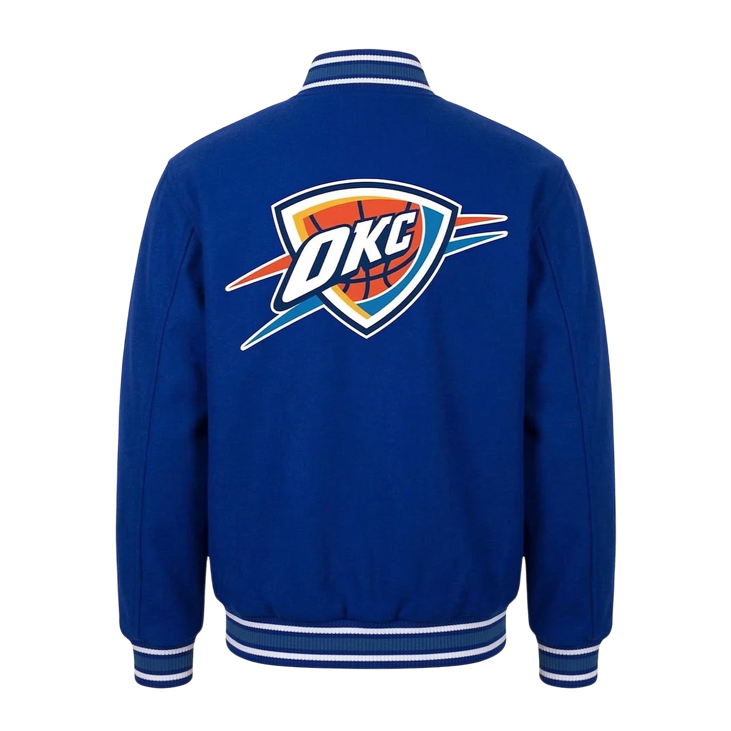 NBA Men's Oklahoma City Thunder Royal Blue Varsity Jacket (Back)