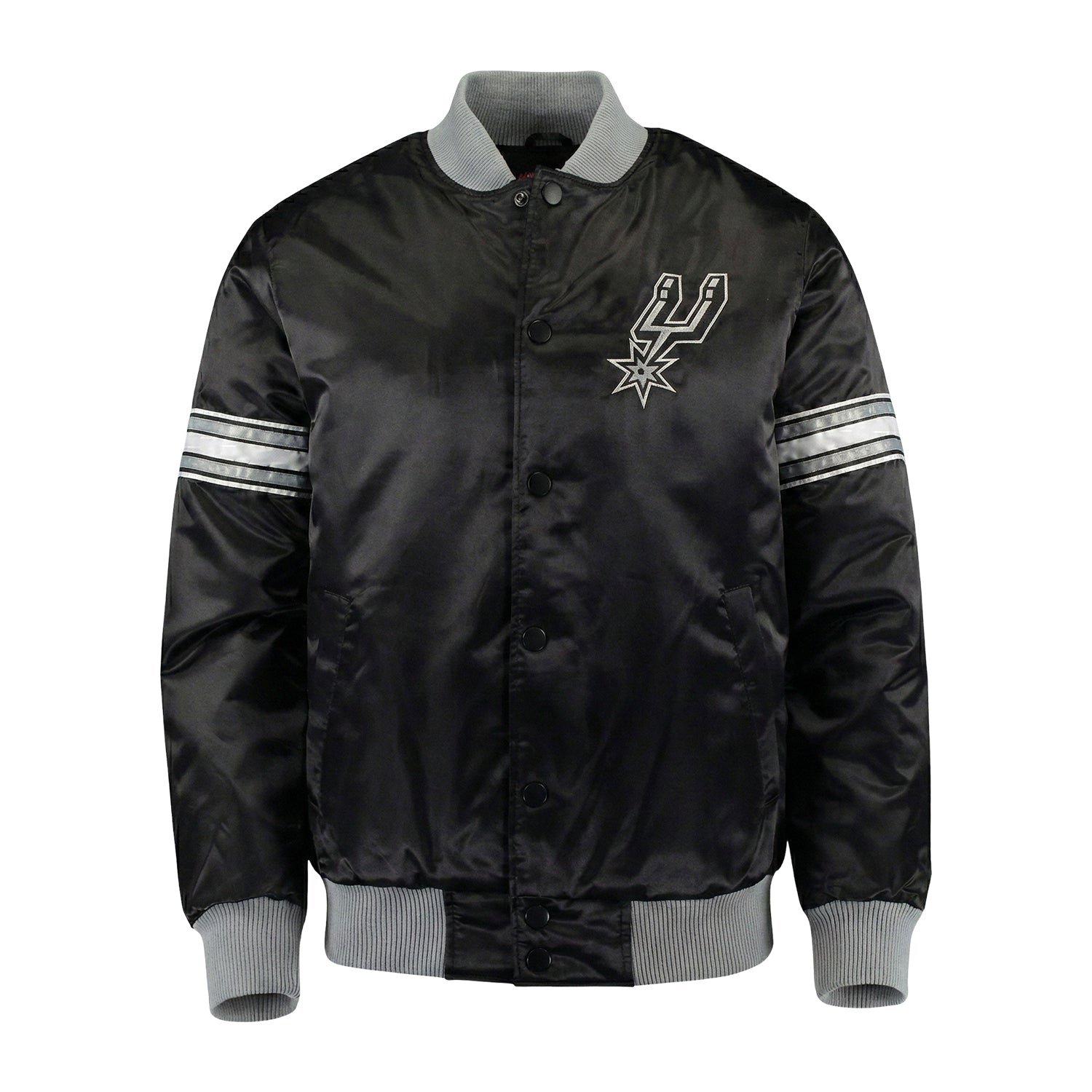 NBA Men's San Antonio Spurs Black Satin Varsity Jacket