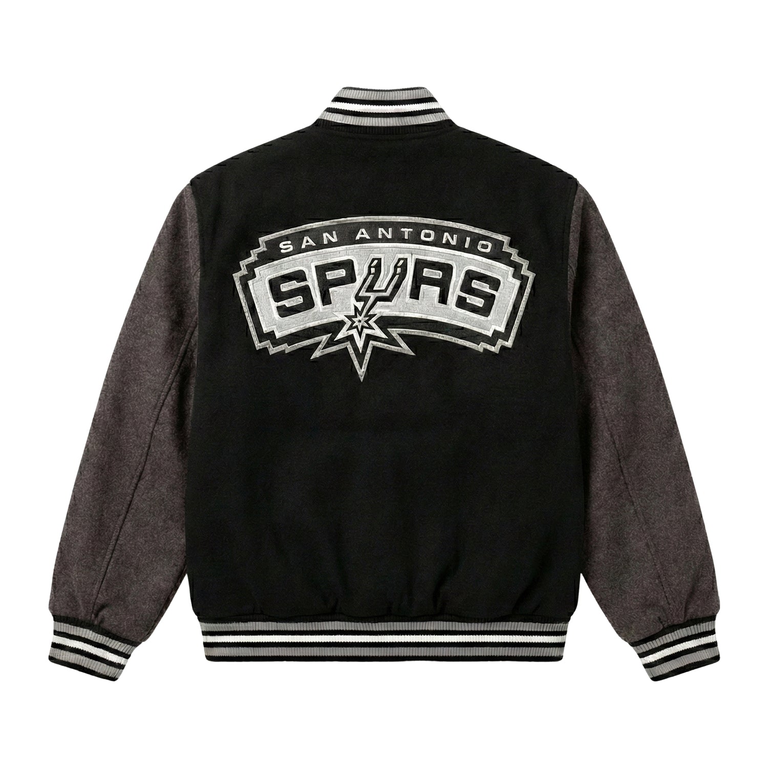 NBA Men's San Antonio Spurs Black Wool Varsity Jacket (Back)