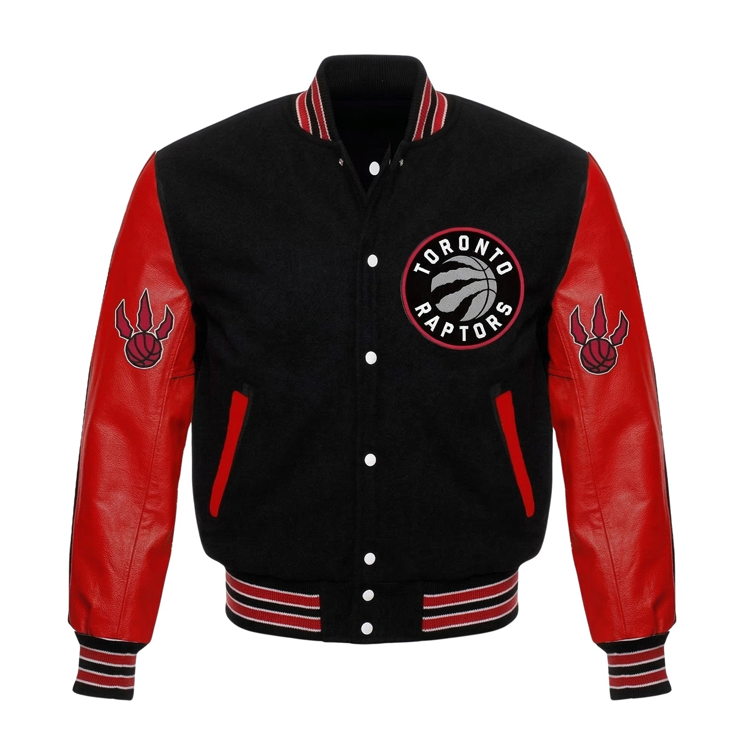 NBA Men's Toronto Raptors Black & Red Wool Varsity Jacket