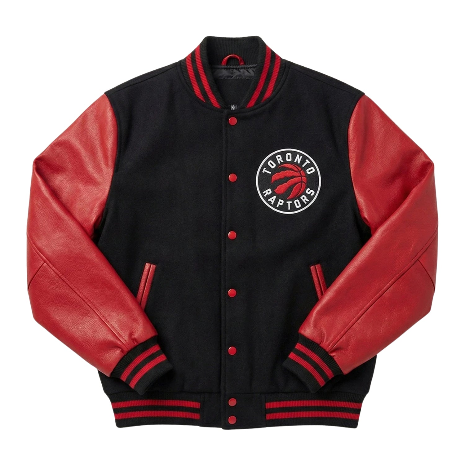 NBA Men's Toronto Raptors Black & Red  Wool Varsity Jacket